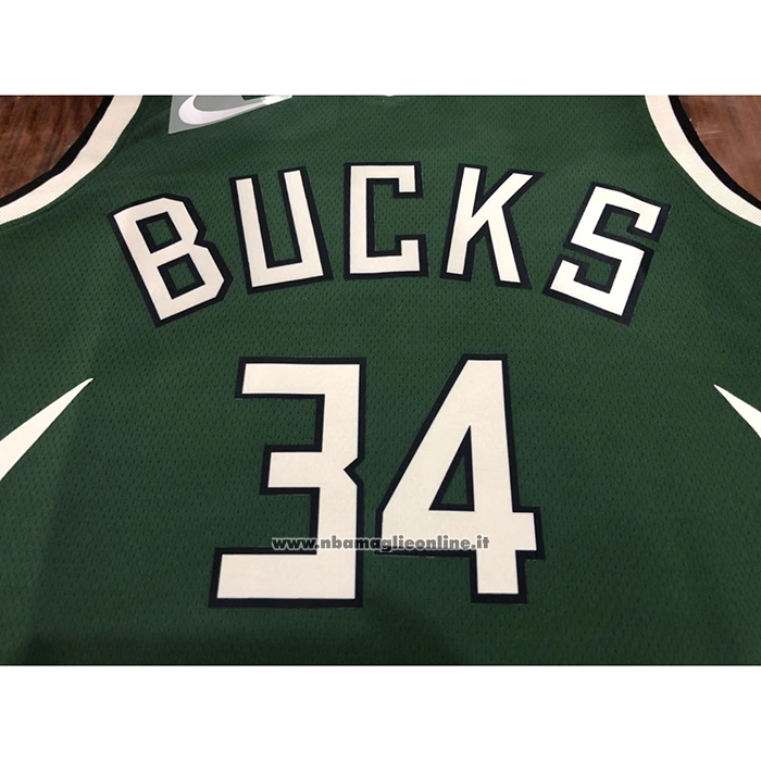 Maglia Milwaukee Bucks Giannis Antetokounmpo #34 Earned 2020-21 Verde